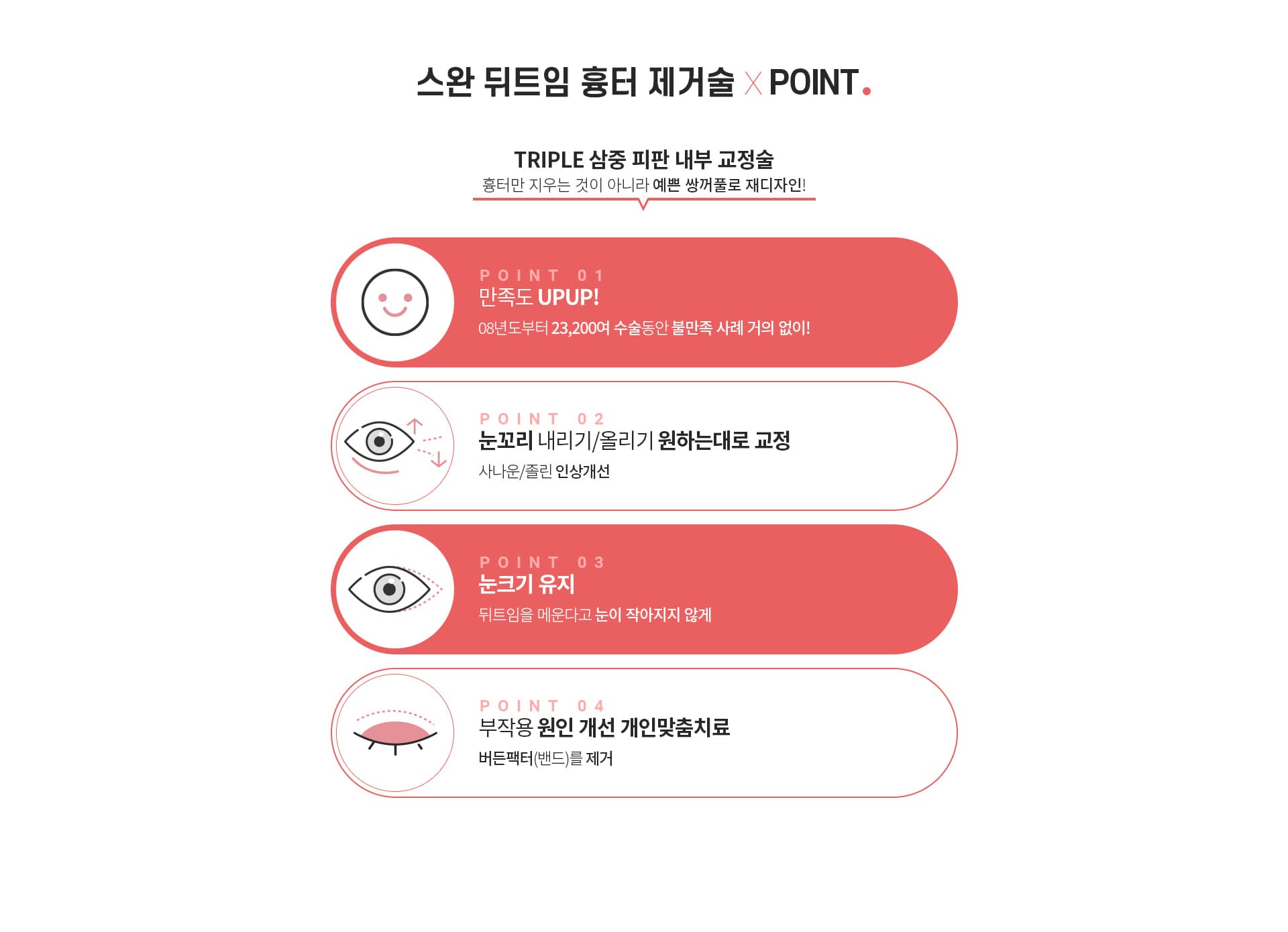 스완 뒤트임 흉터제거술 포인트