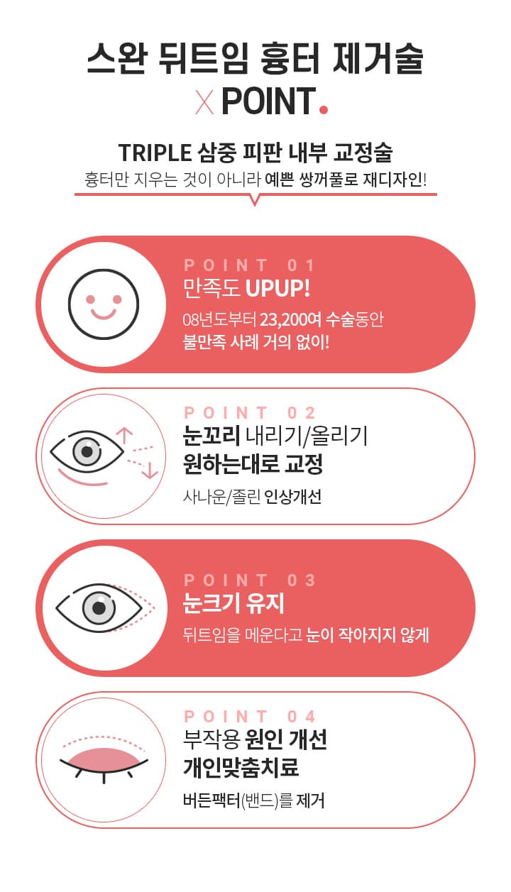 스완 뒤트임 흉터제거술 포인트